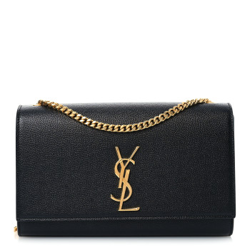 SAINT LAURENT Grain De Poudre Medium Classic Monogram Kate Satchel Black