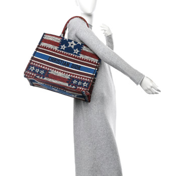 CHRISTIAN DIOR Canvas Embroidered Exclusive US Book Tote Multicolor