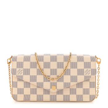 LOUIS VUITTON Damier Azur Pochette Felicie Chain Wallet Rose Ballerine