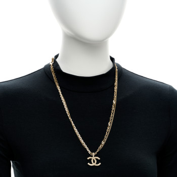 CHANEL Crystal CC Multi Strand Chain Necklace Gold
