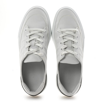 HERMES Calfskin Mens Deep Sneakers 42 White Black