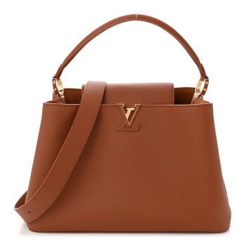 LOUIS VUITTON Smooth Grained Calfskin Capucines GM Souple Cognac