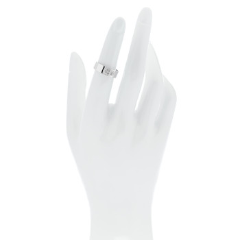 HERMES 18K White Gold Diamond PM H D'Ancre Ring 50 5.25