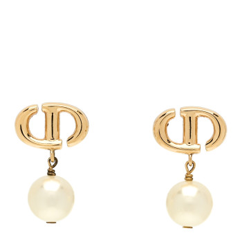 CHRISTIAN DIOR Pearl CD Earrings Gold