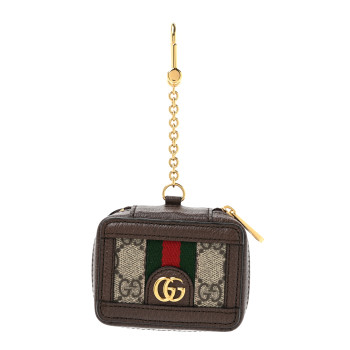 GUCCI GG Supreme Monogram Textured Dollar Calfskin Web Ophidia AirPods Pro Case Beige Ebony New Acero