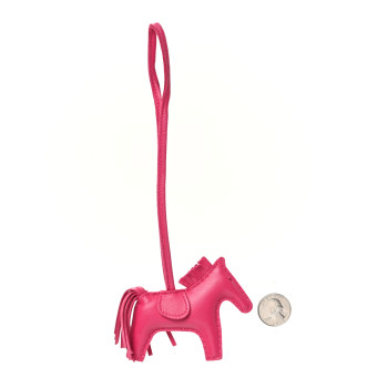 HERMES Milo Lambskin Grigri Rodeo Horse Bag Charm PM Rose Mexico
