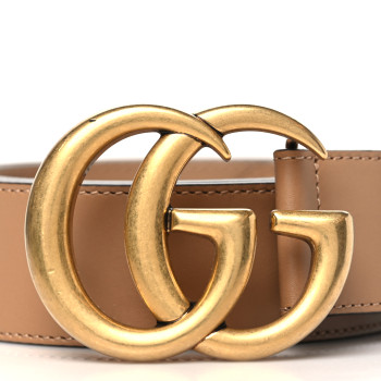 GUCCI Calfskin Double G 40mm Belt 105 42 Tan