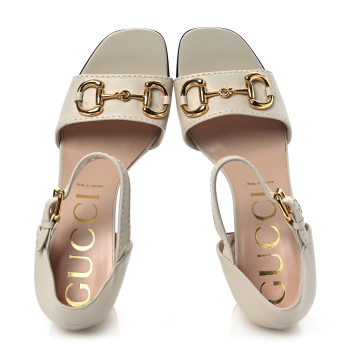 GUCCI Nappa Horsebit Cross Strap 95mm Sandals 41 Mystic White