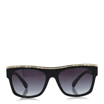 CHANEL Acetate Square Sunglasses 71505-A Black Grey