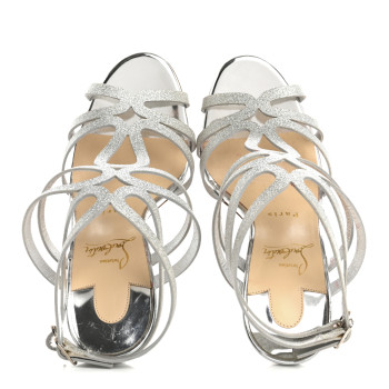 CHRISTIAN LOUBOUTIN Glitter Renee 100 Sandals 38 Silver