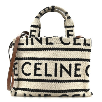 CELINE Canvas Small All Over Cabas Thais White Black