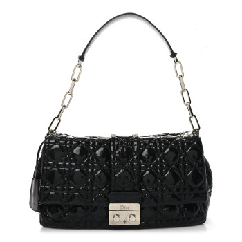 CHRISTIAN DIOR Patent Cannage New Lock Flap Black