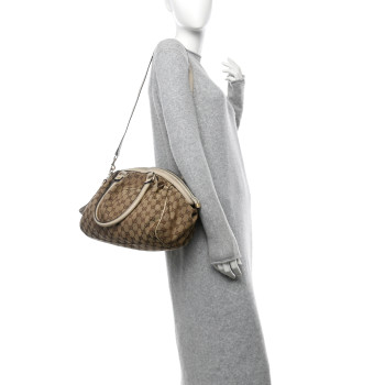 GUCCI Monogram Medium Sukey Boston Bag Off White