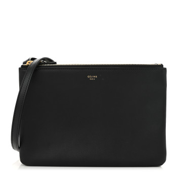 CELINE Lambskin Small Trio Crossbody Bag Black