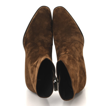 SAINT LAURENT Suede Calfskin Mens Wyatt 40 Zip Boots 45 Land