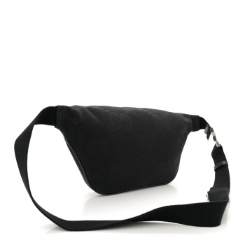 GUCCI Monogram Jumbo GG Textured Dollar Calfskin Web Belt Bag Black