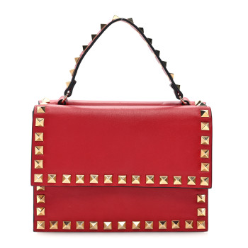 VALENTINO GARAVANI Vitello Rockstud Mini Flap Bag Rosso Valentino
