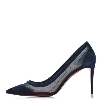 CHRISTIAN LOUBOUTIN Veau Velours Rete Galativi 100 Pumps 40 Navy