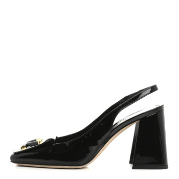 LOUIS VUITTON Patent Calfskin Shake Slingback Pumps 38 Black