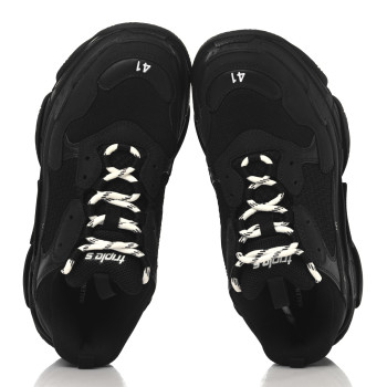 BALENCIAGA Fabric Mesh Womens Triple S Sneakers 41 Black
