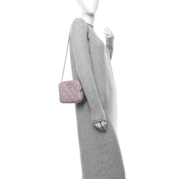 CHANEL Iridescent Caviar Quilted Mini My Perfect Camera Case Pink