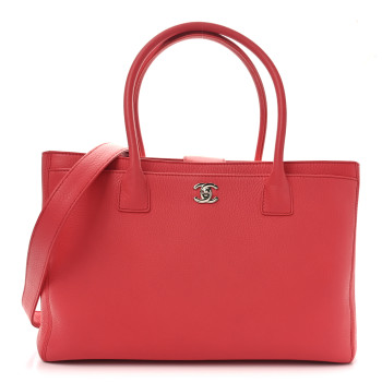 CHANEL Calfskin Cerf Executive Shopper Tote Coral