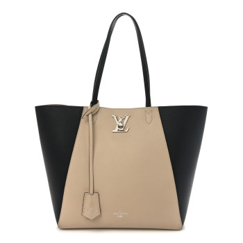 LOUIS VUITTON Calfskin Lockme Cabas Vanille Black