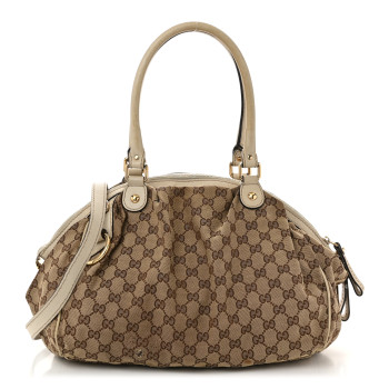 GUCCI Monogram Medium Sukey Boston Bag Off White