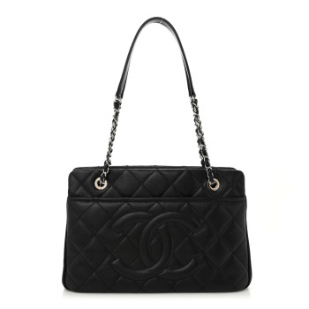 CHANEL Caviar Quilted CC Timeless Soft Tote Black