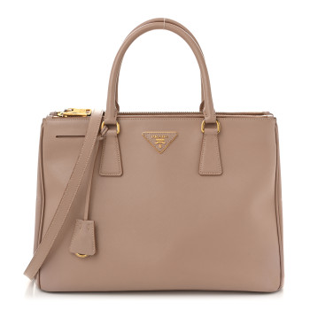 PRADA Saffiano Medium Galleria Double Zip Tote Cammeo