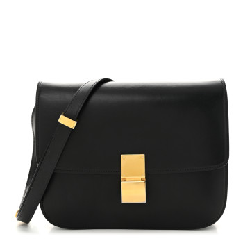 CELINE Box Calfskin Medium Classic Box Flap Bag Black