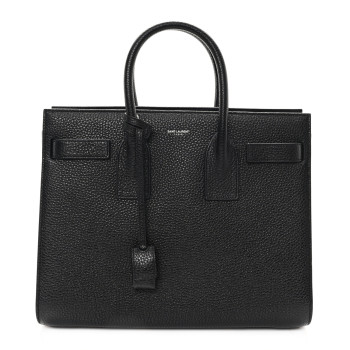 SAINT LAURENT Grained Calfskin Small Sac De Jour Black