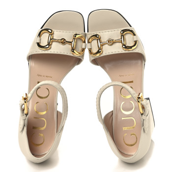 GUCCI Nappa Horsebit Cross Strap 95mm Sandals 35 Mystic White