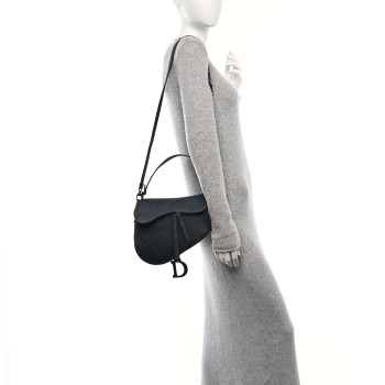 CHRISTIAN DIOR Ultra Matte Calfskin Saddle Bag With Strap Black