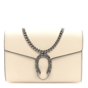 GUCCI Dollar Calfskin Mini Dionysus Chain Wallet Mystic White