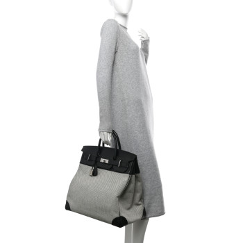 HERMES Hunter Criss Viking Evergrain HAC Birkin 40 Ecru Black