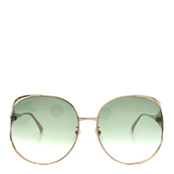 GUCCI Metal Oversized Round Frame GG0225S Sunglasses Gold