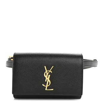 SAINT LAURENT Grain De Poudre Monogram Kate Belt Bag Black