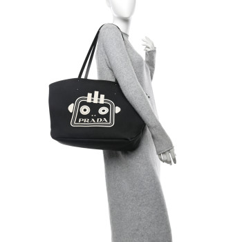 PRADA Canapa Robot Tote Black