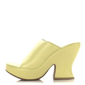 BOTTEGA VENETA Nappa Slide Platform 115 Wedge Sandals 36 Seagrass