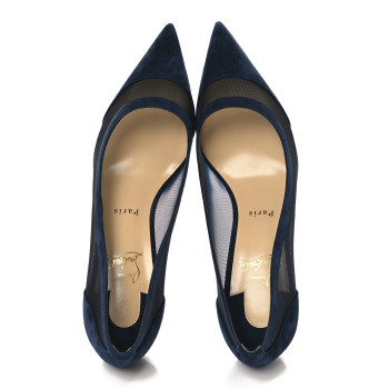 CHRISTIAN LOUBOUTIN Veau Velours Rete Galativi 100 Pumps 40 Navy