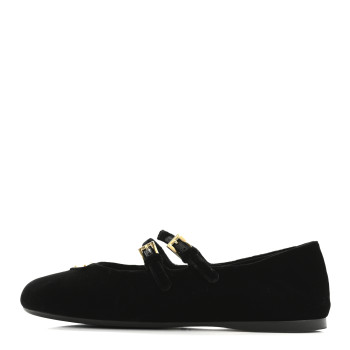 PRADA Velvet Ballerina Flats 38 Black