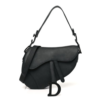 CHRISTIAN DIOR Ultra Matte Calfskin Saddle Bag With Strap Black