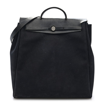 HERMES Toile Vache Calfskin Herbag 40 GM Black
