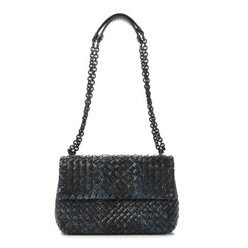 BOTTEGA VENETA Tobu Ayers Intrecciato Small Olimpia Shoulder Bag Blue