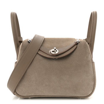 HERMES Veau Grizzly Swift Mini Lindy 20 Gris Caillou Etoupe