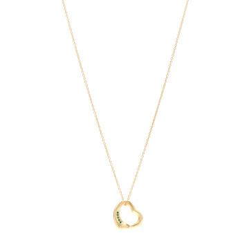 TIFFANY 18K Yellow Gold Emerald 16mm Elsa Peretti Open Heart Pendant Necklace