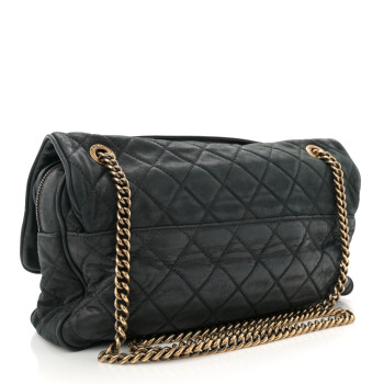 CHANEL Iridescent Calfskin Quilted Large Shiva Flap Black