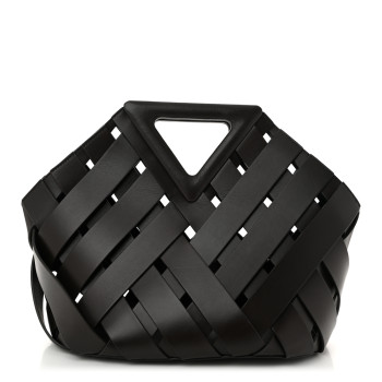 BOTTEGA VENETA Calfskin V Woven Drawstring Tote Dark Brown