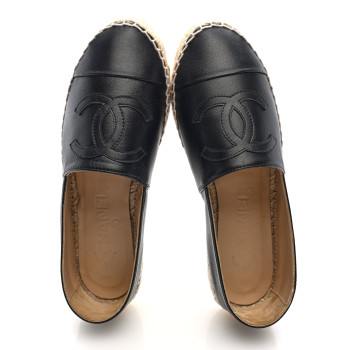 CHANEL Lambskin CC Espadrilles 36 Black